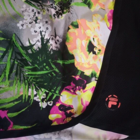 FILA Sport Athletic Running Shorts Floral Print sz L Womens w/Hidden Pocket - Picture 3 of 6